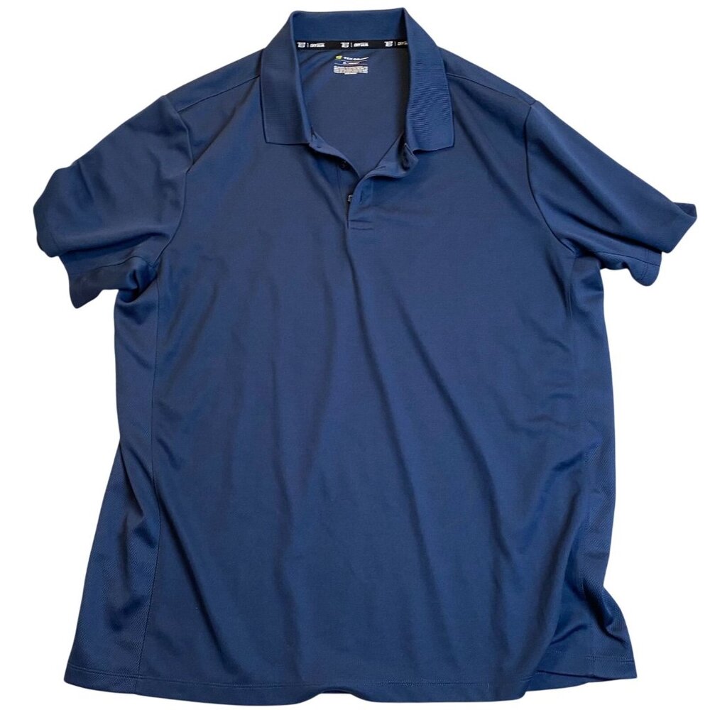 Tek Gear Mens Polo Shirt XL Blue Drytek Recycled Polyester Lightweight Performan